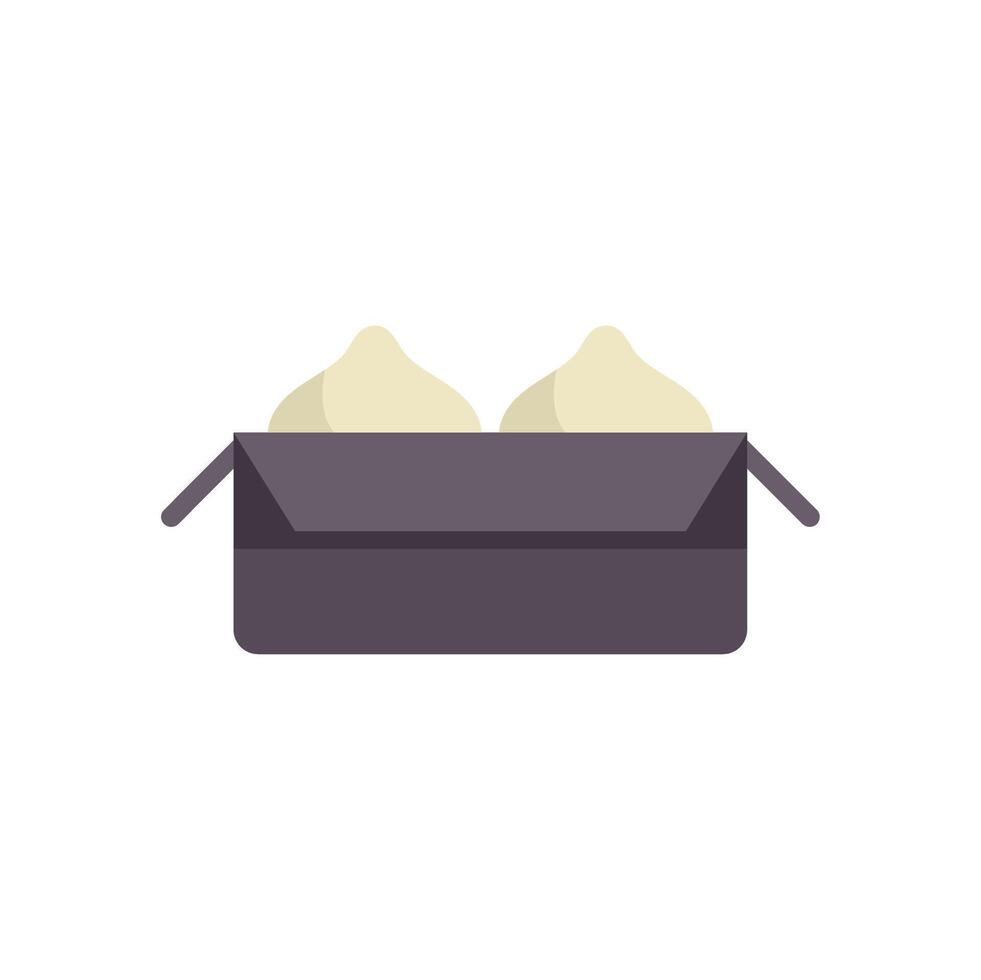 Open cardboard box containing baozi chinese steamed buns vector