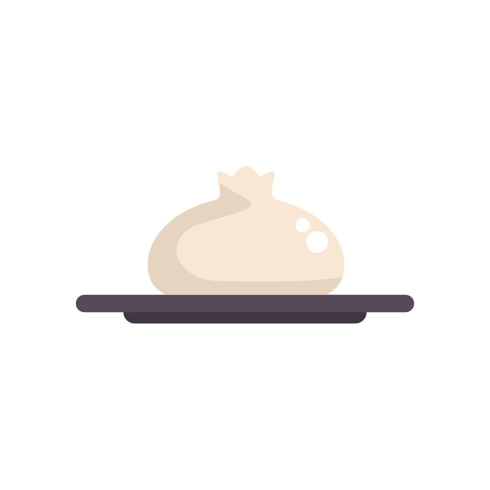Khinkali dumpling resting on a dark gray plate vector