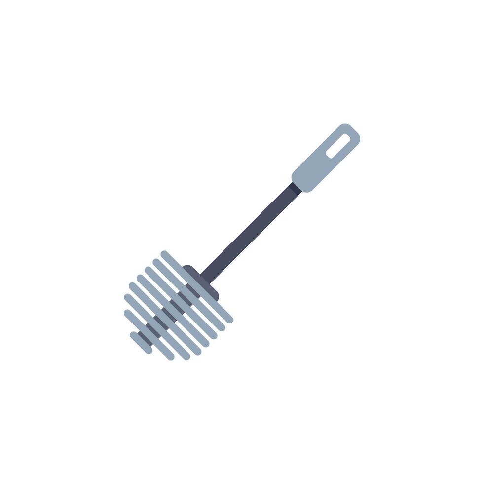 Toilet brush standing with black handle and gray bristles vector