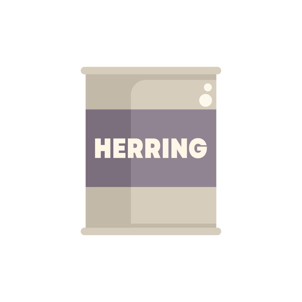 Closed tin can containing preserved herring fillets vector