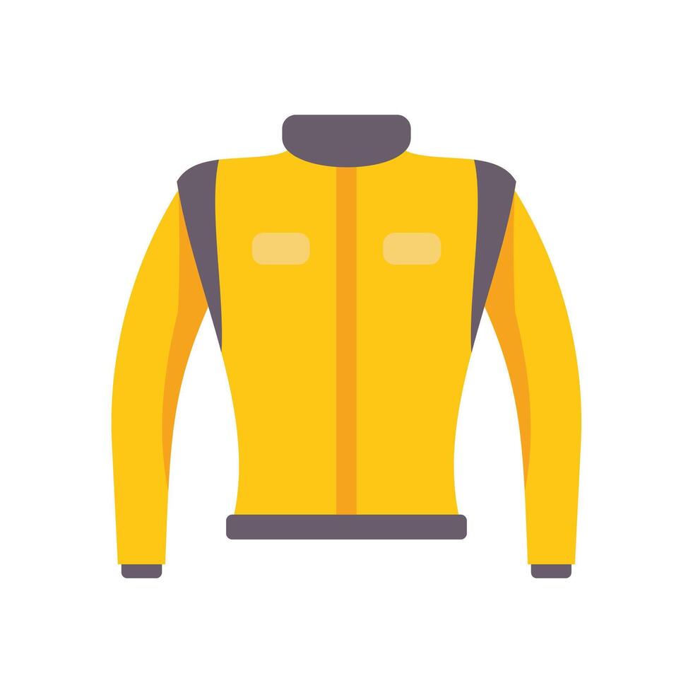 Yellow winter jacket protecting from cold weather with zipper vector