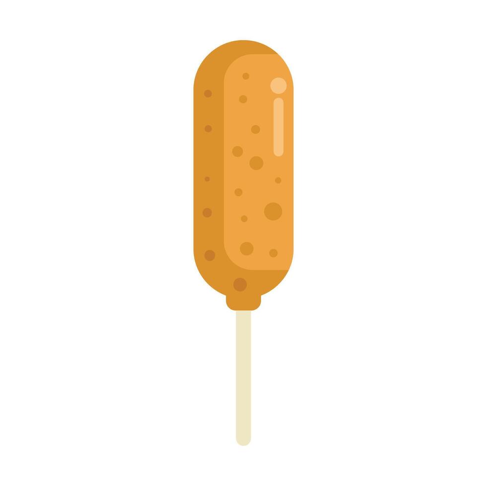 Corn dog being dipped in batter on a stick vector