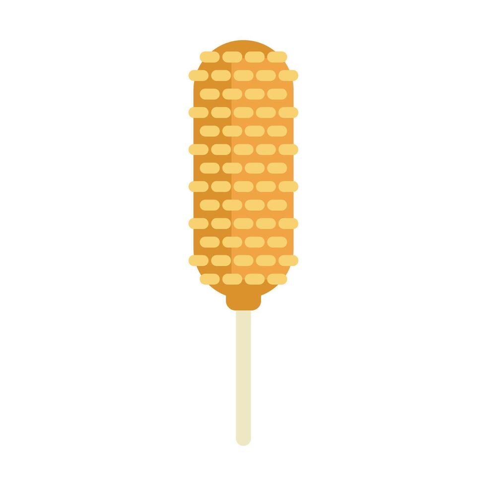 Corn dog being dipped in batter on a stick icon vector