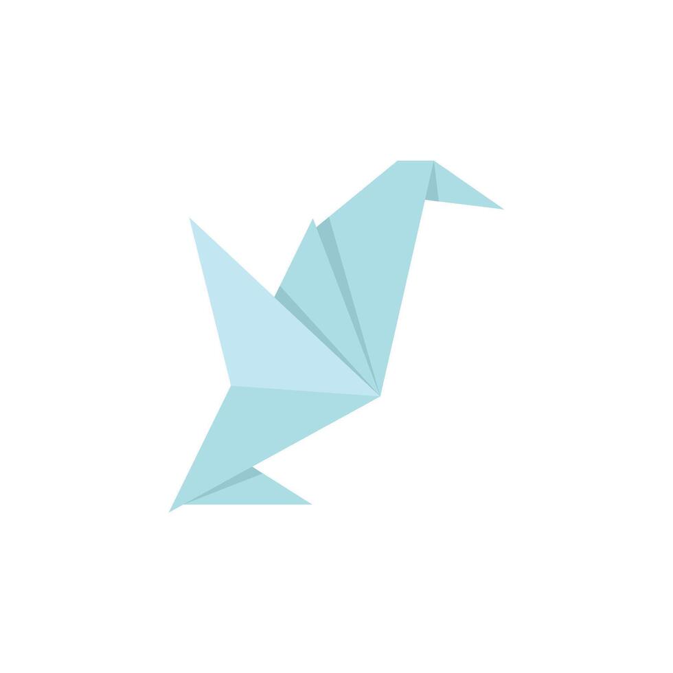 Blue origami bird spreading its wings on white background vector