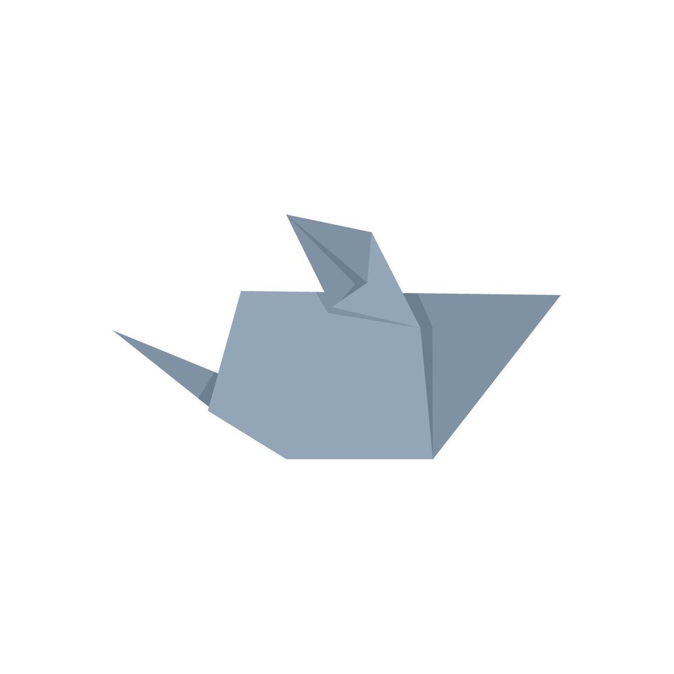 Origami rhino folded from gray paper vector