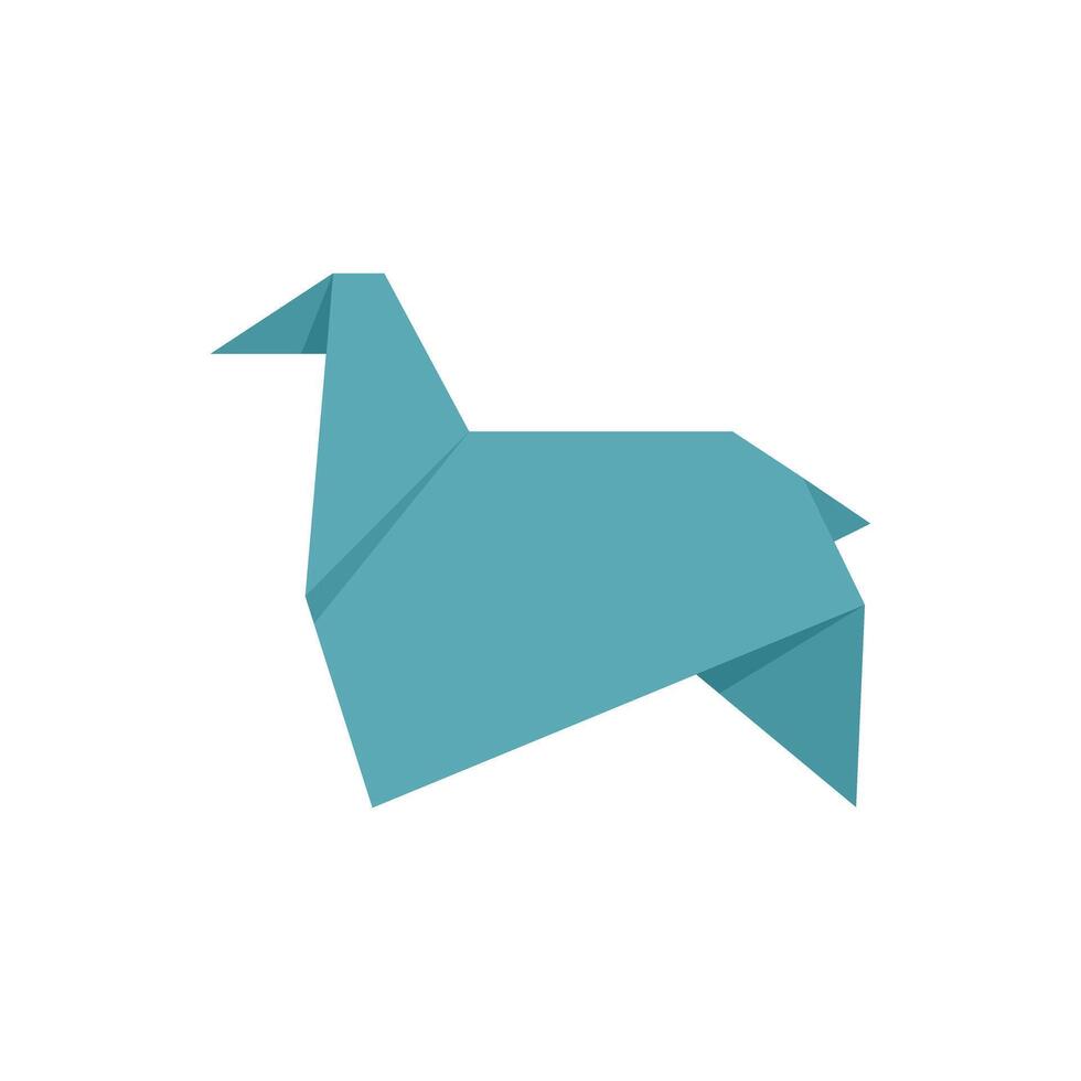 Blue origami horse standing up facing left vector