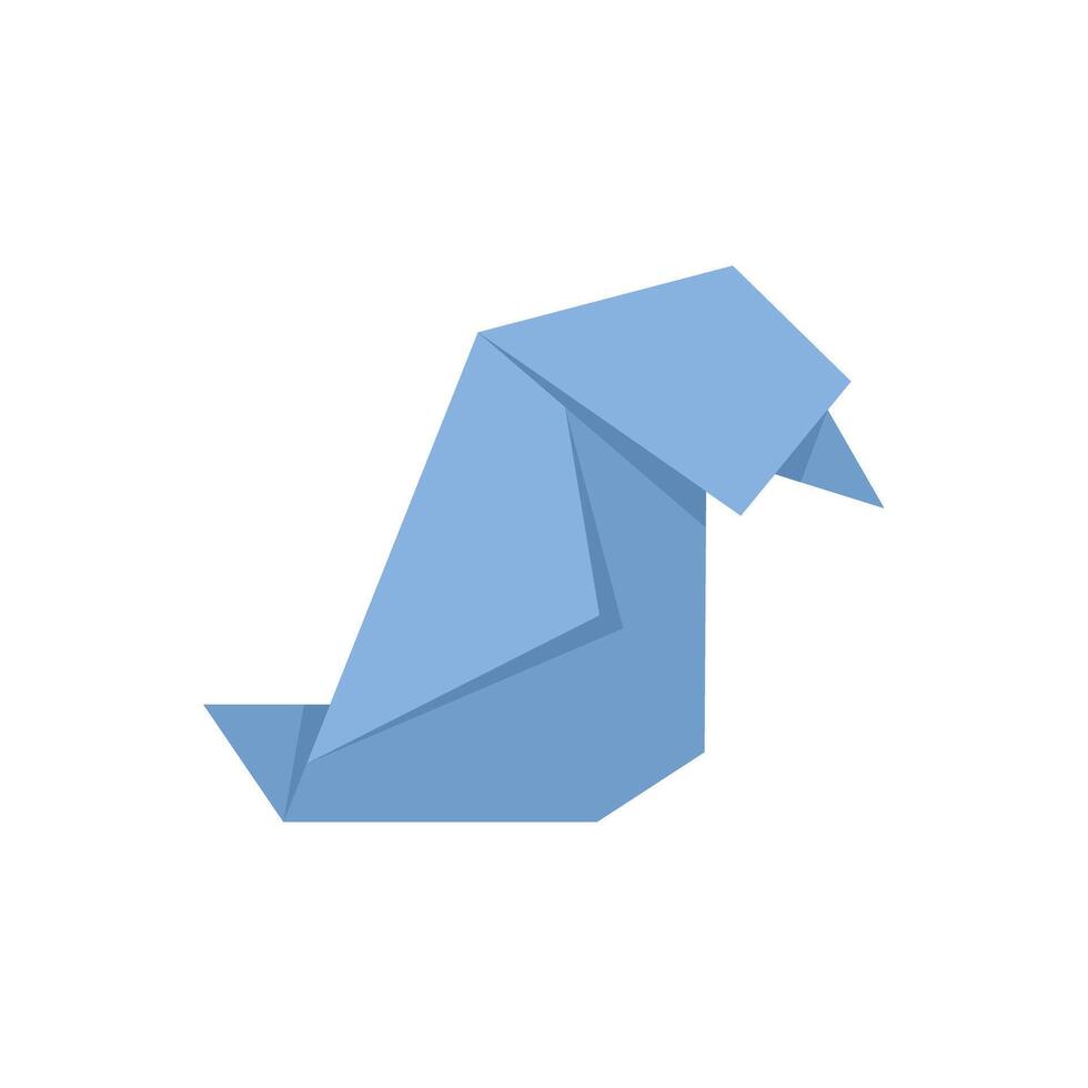 Blue origami bird folded from paper vector