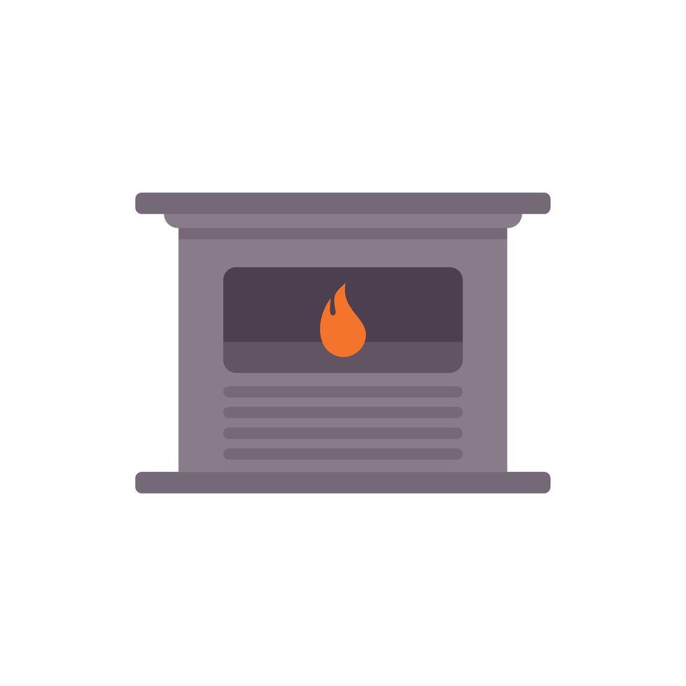 Fireplace burning with warm cozy fire inside home interior design element vector illustration