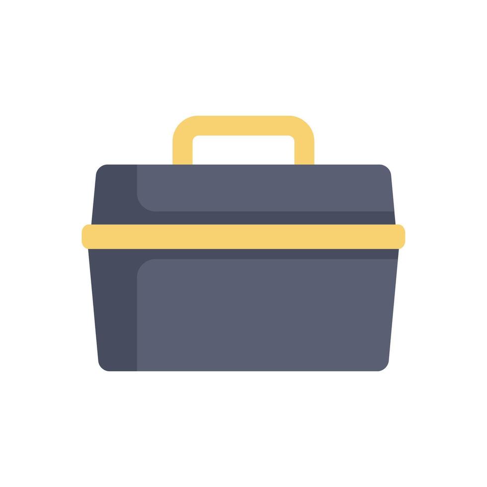 Closed rectangular toolbox with yellow handle illustrating tool storage vector