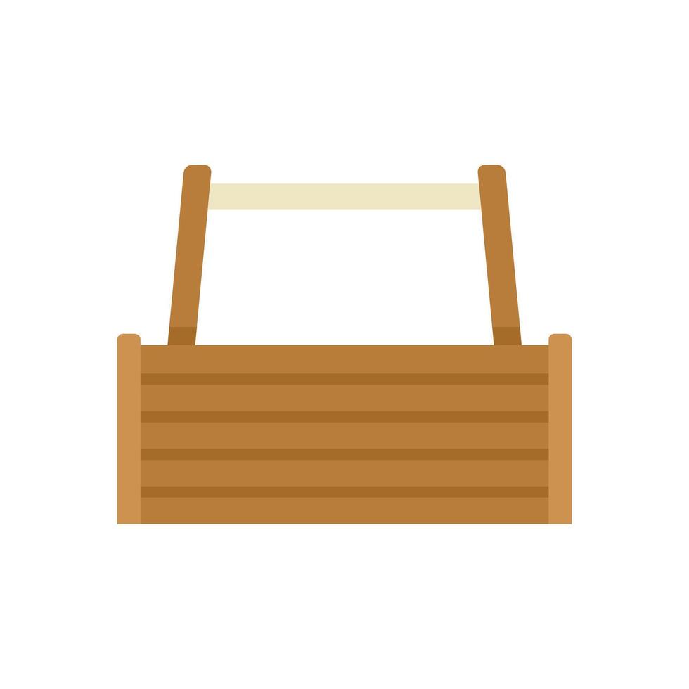Empty wooden toolbox with metal handle on white background vector