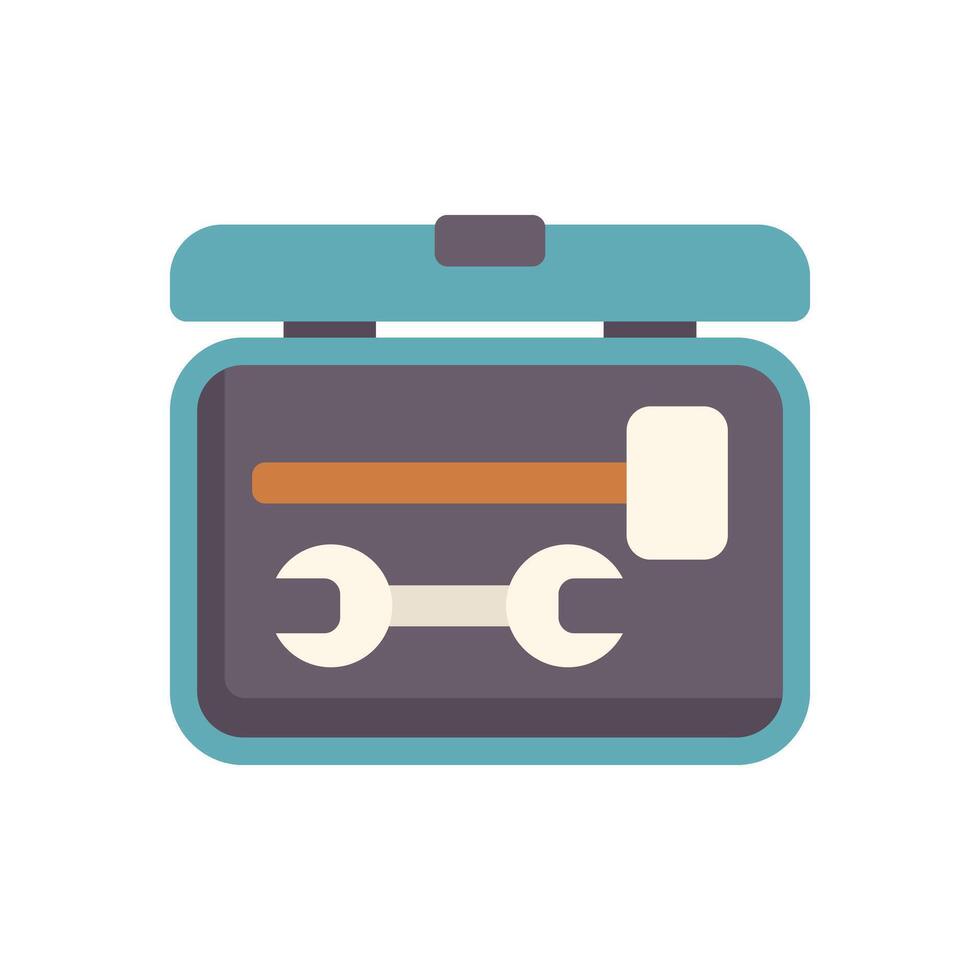 Open toolbox containing hammer and wrench on white background vector