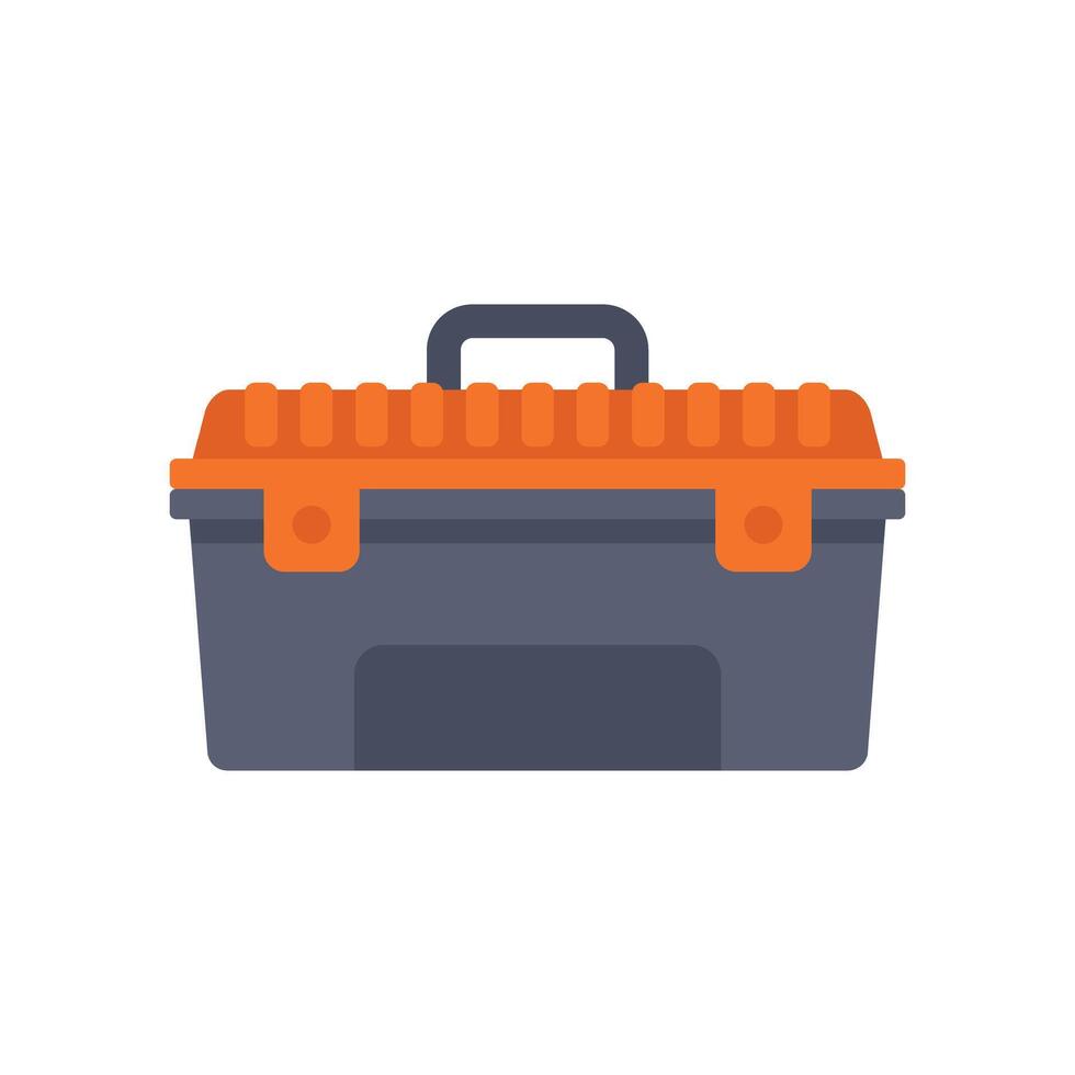 Plastic tool box holding work tools for repairing and construction vector