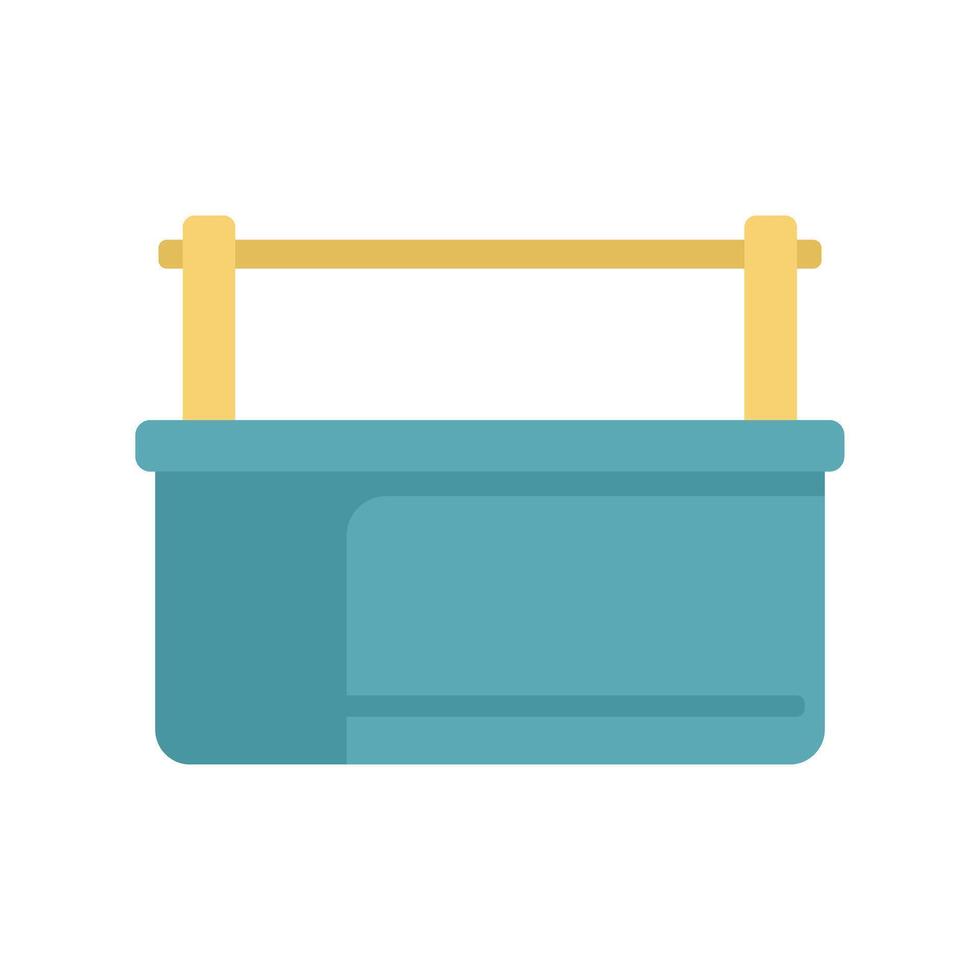 Empty plastic container with wooden handle for storing food or other stuff vector