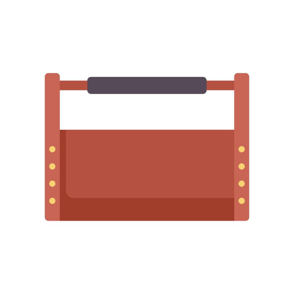 Empty wooden toolbox with metal handle for repairing and storing tools vector