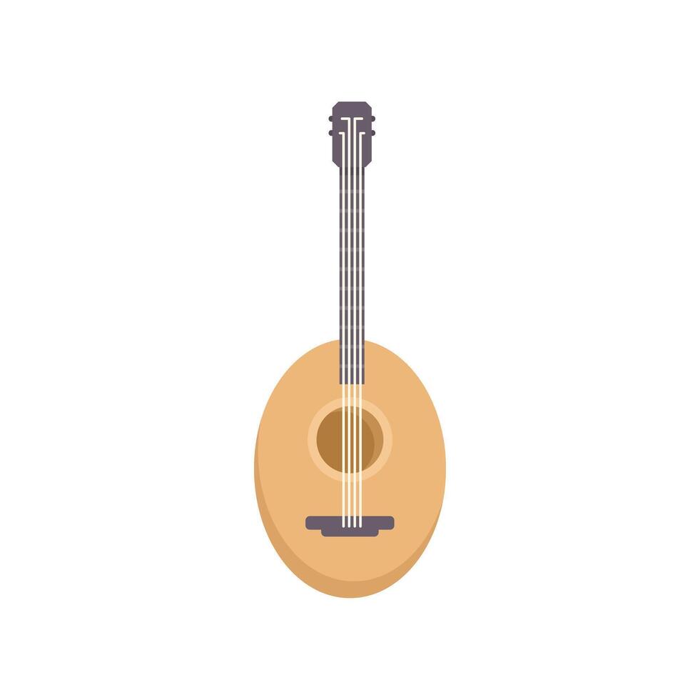 Mandolin musical instrument standing upright on white background vector