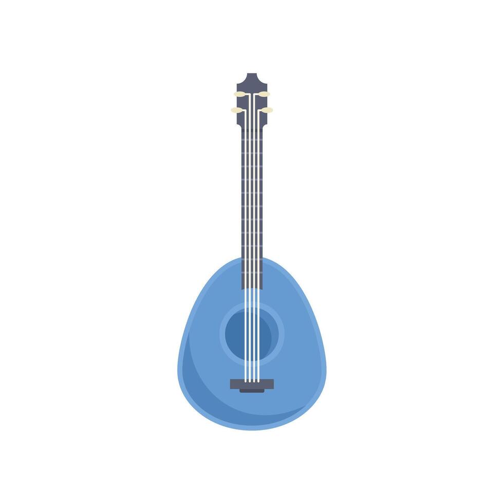 Blue mandolin isolated on white background for music concept vector
