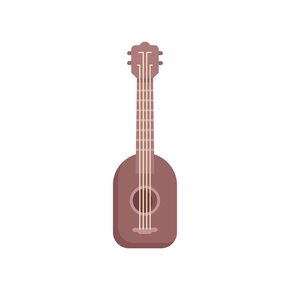 Brown ukulele standing upright on white background vector