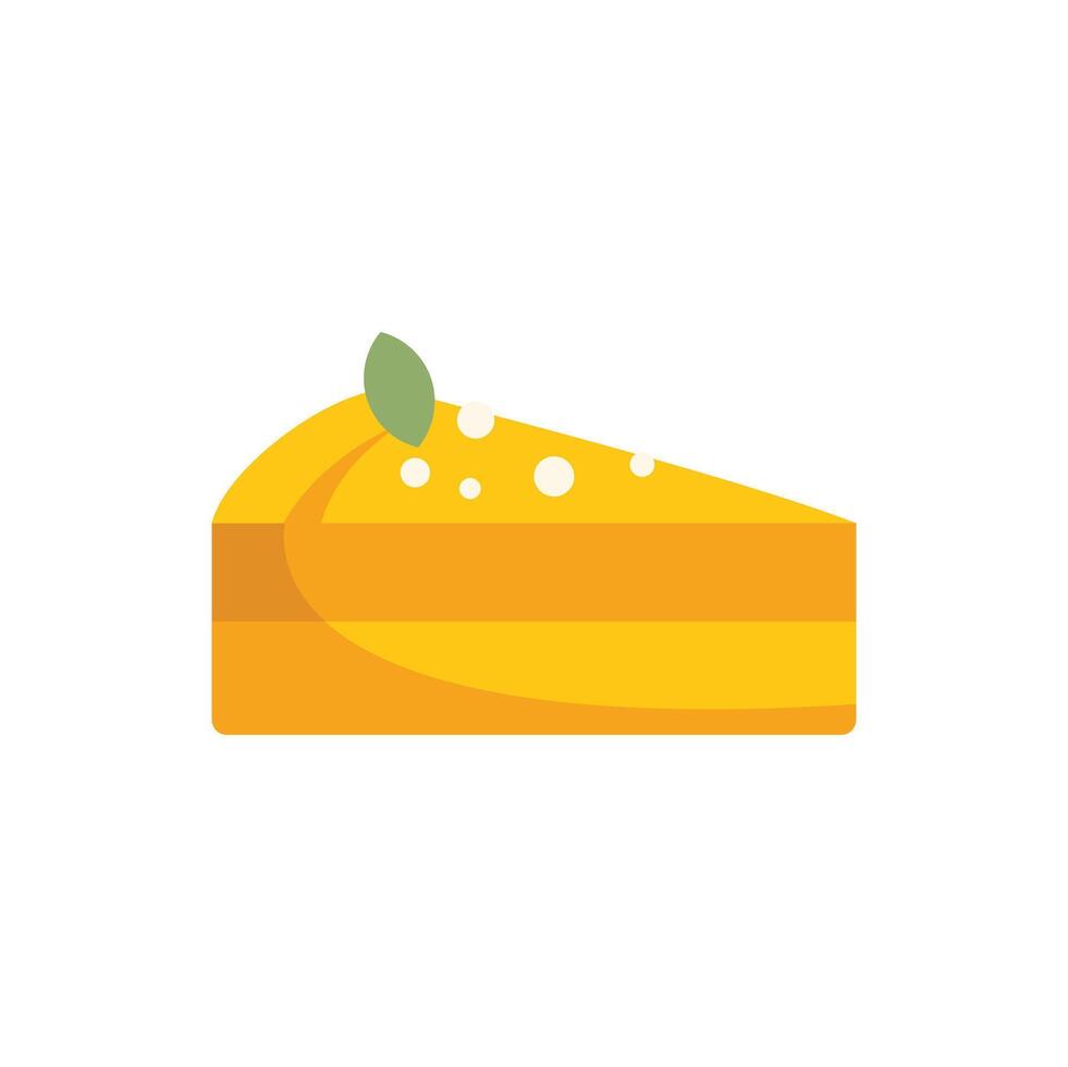 Slice of layered cake with garnish on white background vector