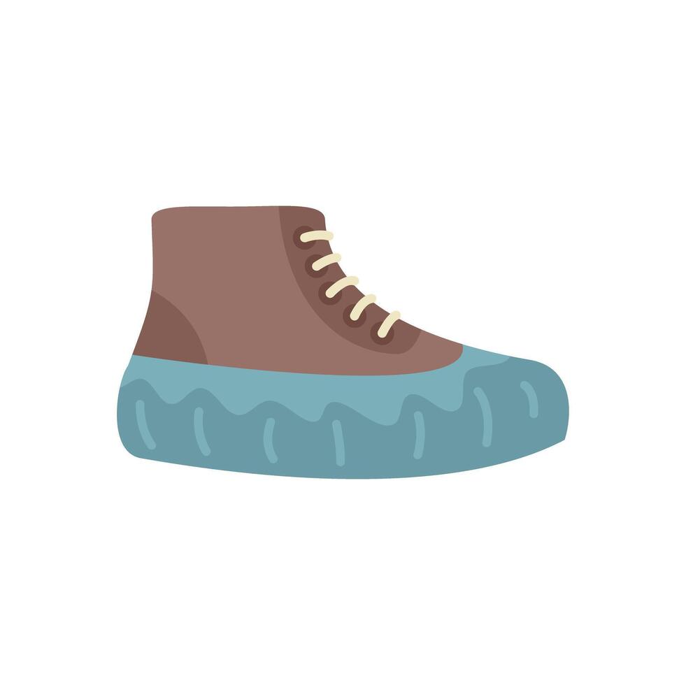 Brown winter shoe with blue sole protecting from cold weather vector
