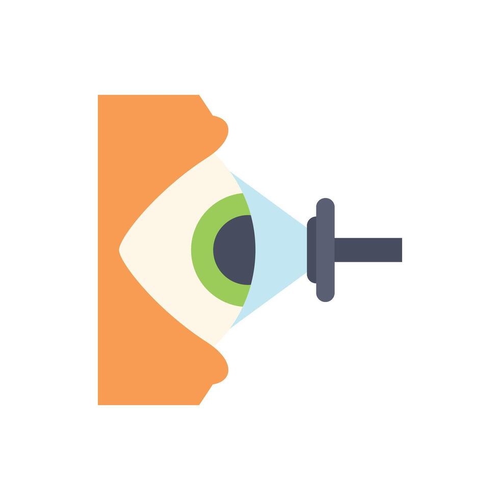 Ophthalmologist examining patient's eye with medical equipment vector