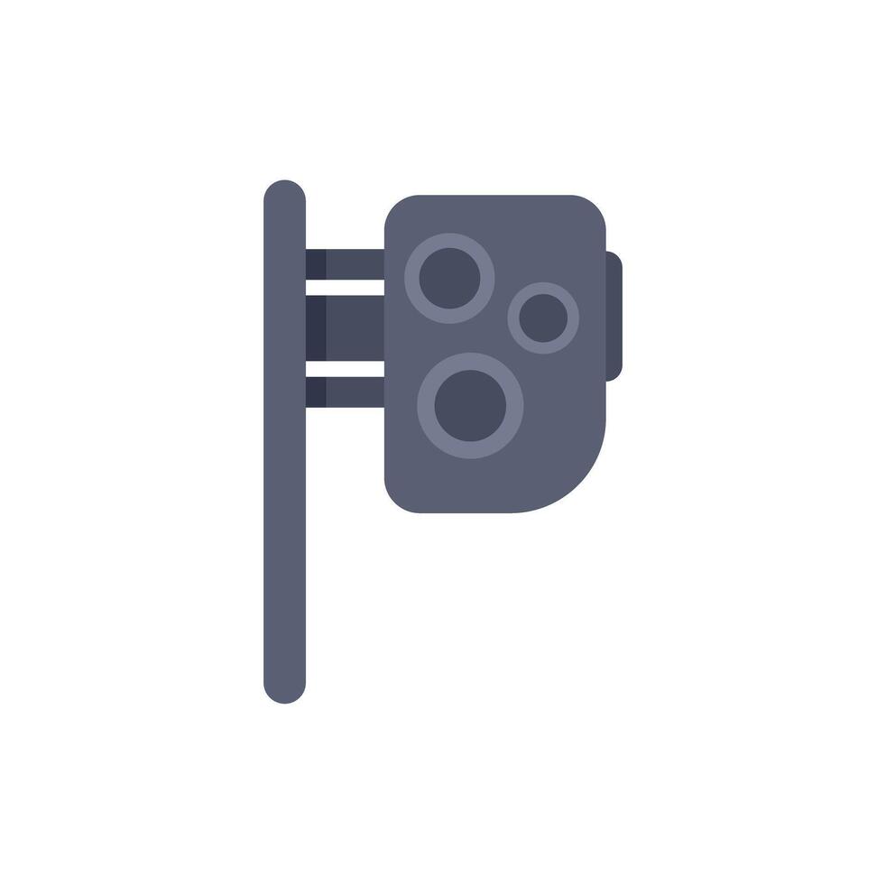 Traffic light showing stop signal with three lights on mast arm vector