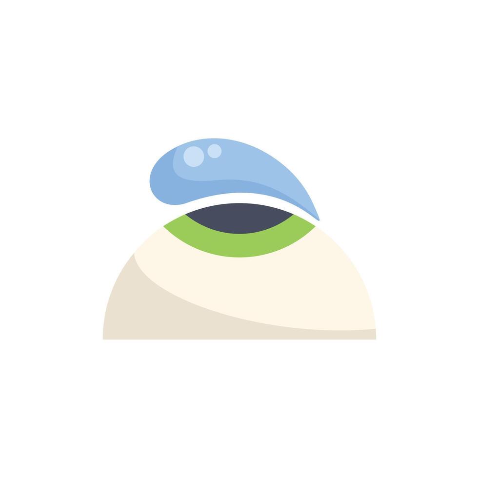 Human eye with blue upper eyelid and green iris looking up showing health and vision vector