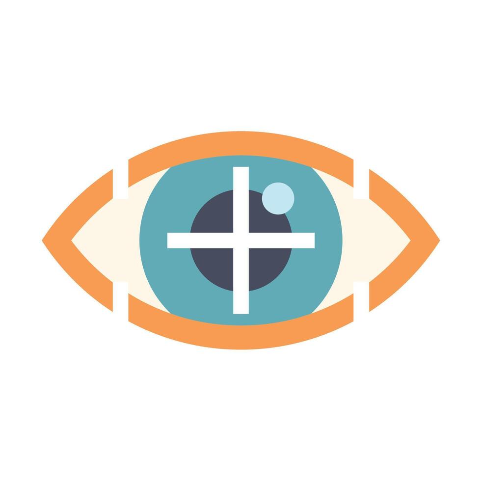 Human eye focusing on target with crosshair symbol inside vector