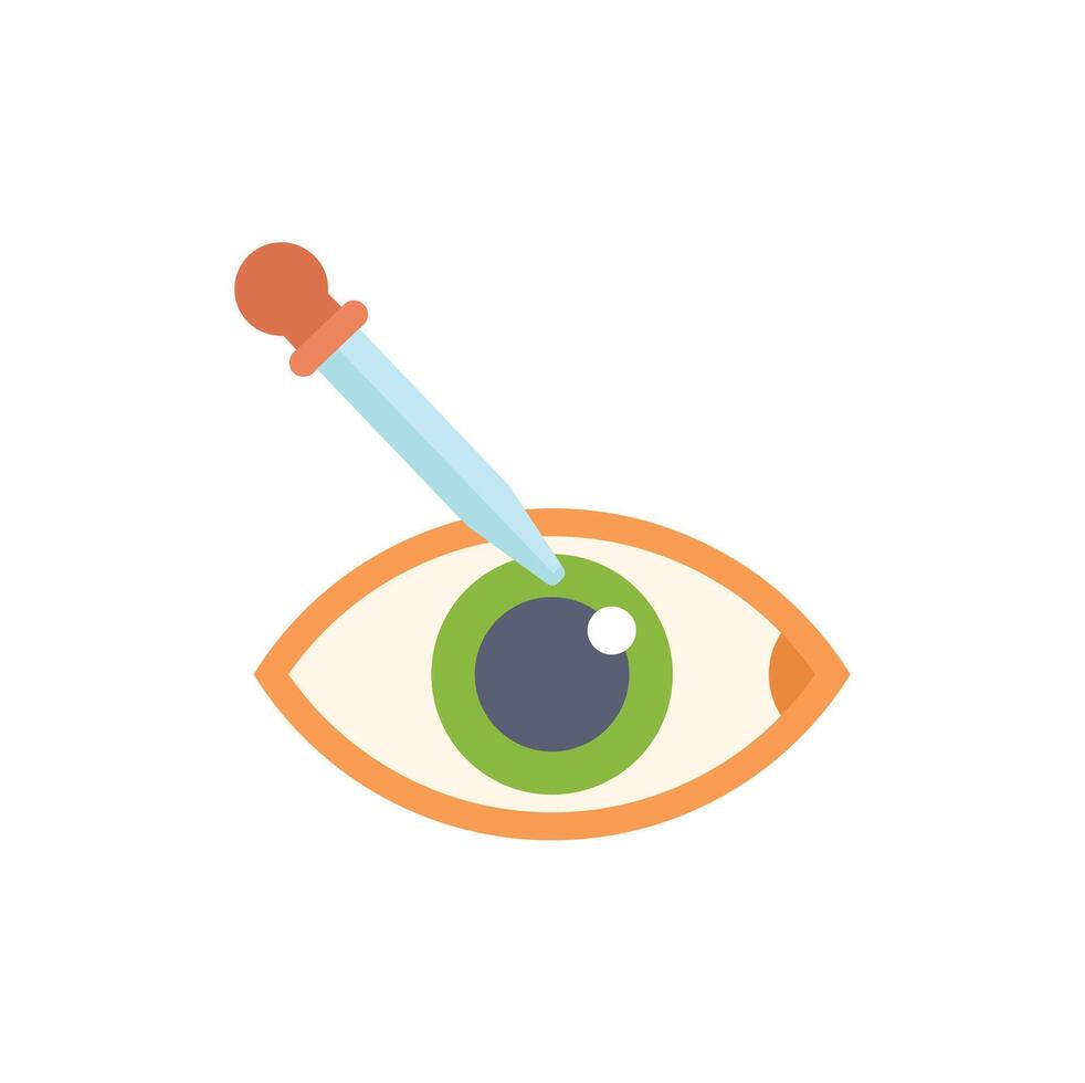 Eyedropper applying eye drop to green eye icon vector