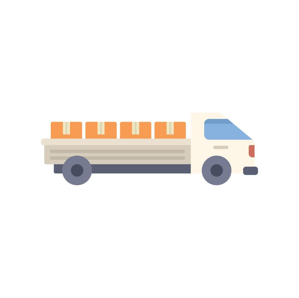 Delivery truck carrying cardboard boxes on its bed vector