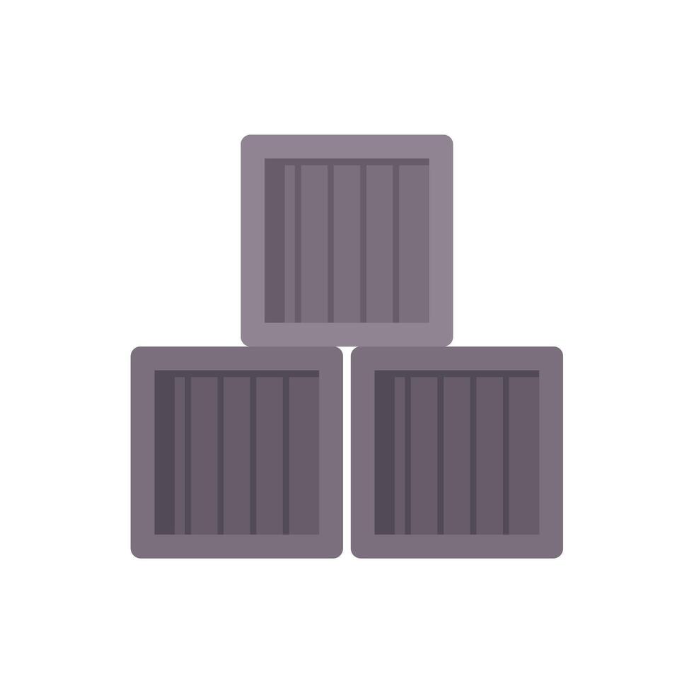 Three grey wooden crates stacked forming a pyramid shape vector