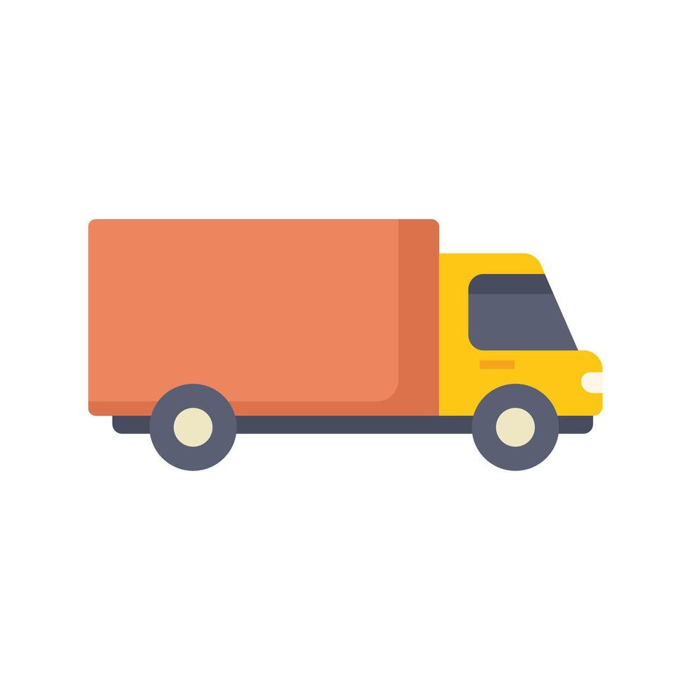 Delivery truck transporting goods side view flat design icon vector