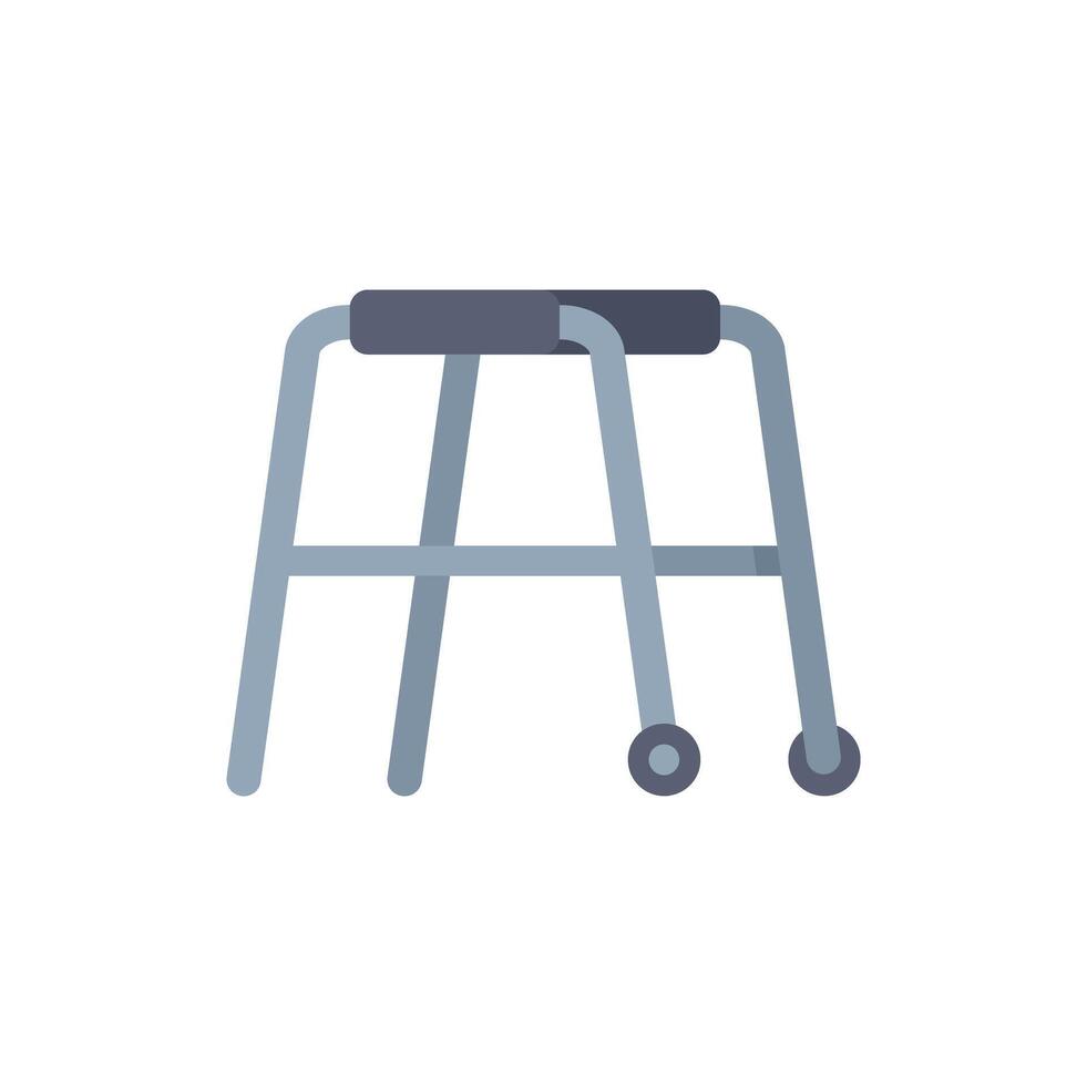 Empty metal walker standing on white background vector
