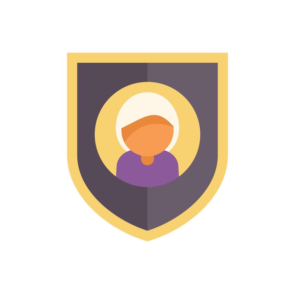 Shield protecting user account with profile picture inside vector