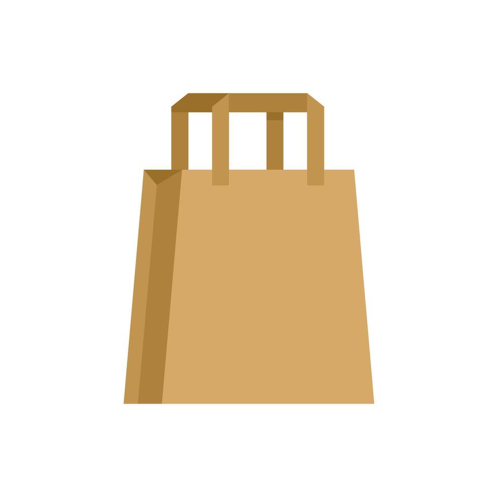Brown paper bag standing with handles folded down vector