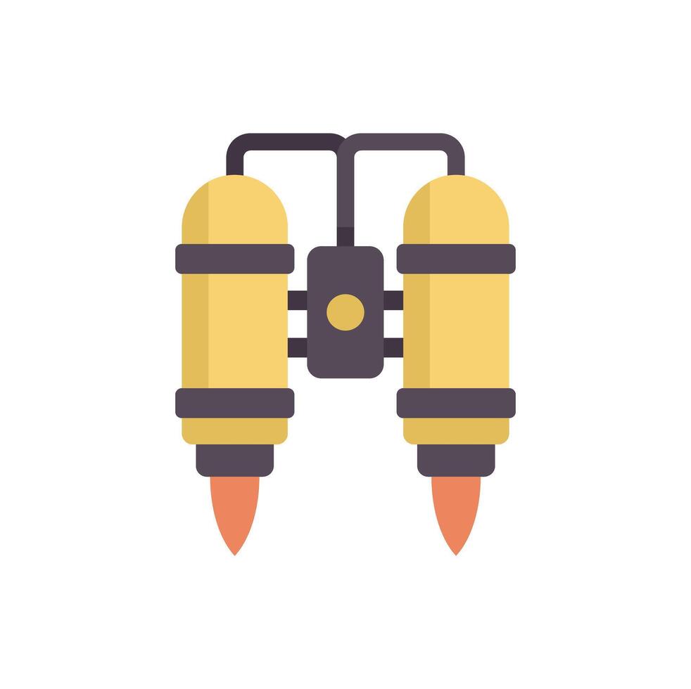 Jetpack with two tanks is burning fuel, illustrating the concept of launching a startup business vector
