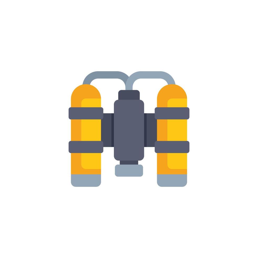 Yellow diving equipment with two oxygen tanks for deep sea diving exploration vector