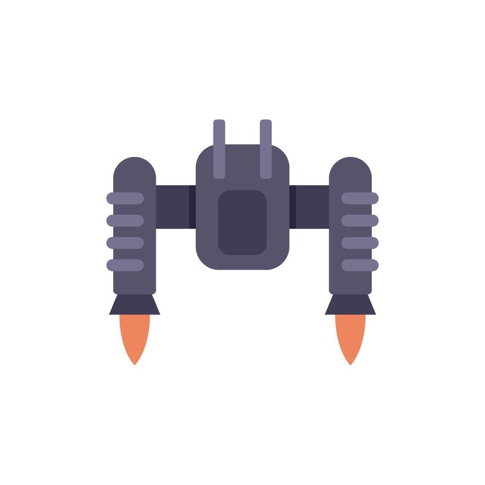 Spacecraft flying with two rocket boosters for space exploration vector