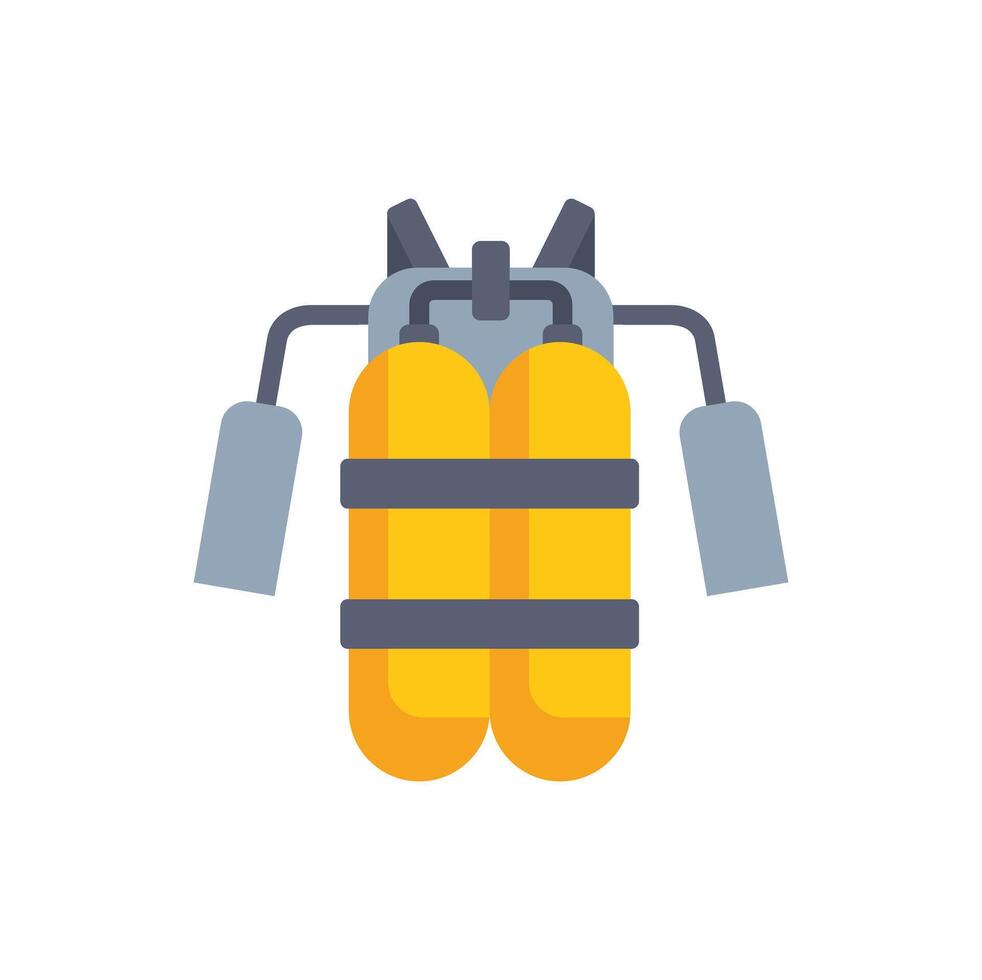 Scuba diving equipment with two oxygen tanks and regulator vector
