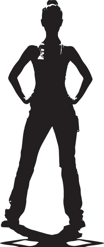 A silhouette of a woman in a suit and hat vector