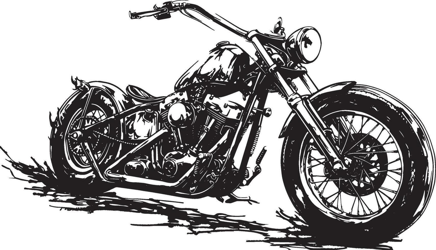 Detailed silhouette of a custom chopper motorcycle, representing freedom, power, and a rebellious spirit on the road. vector