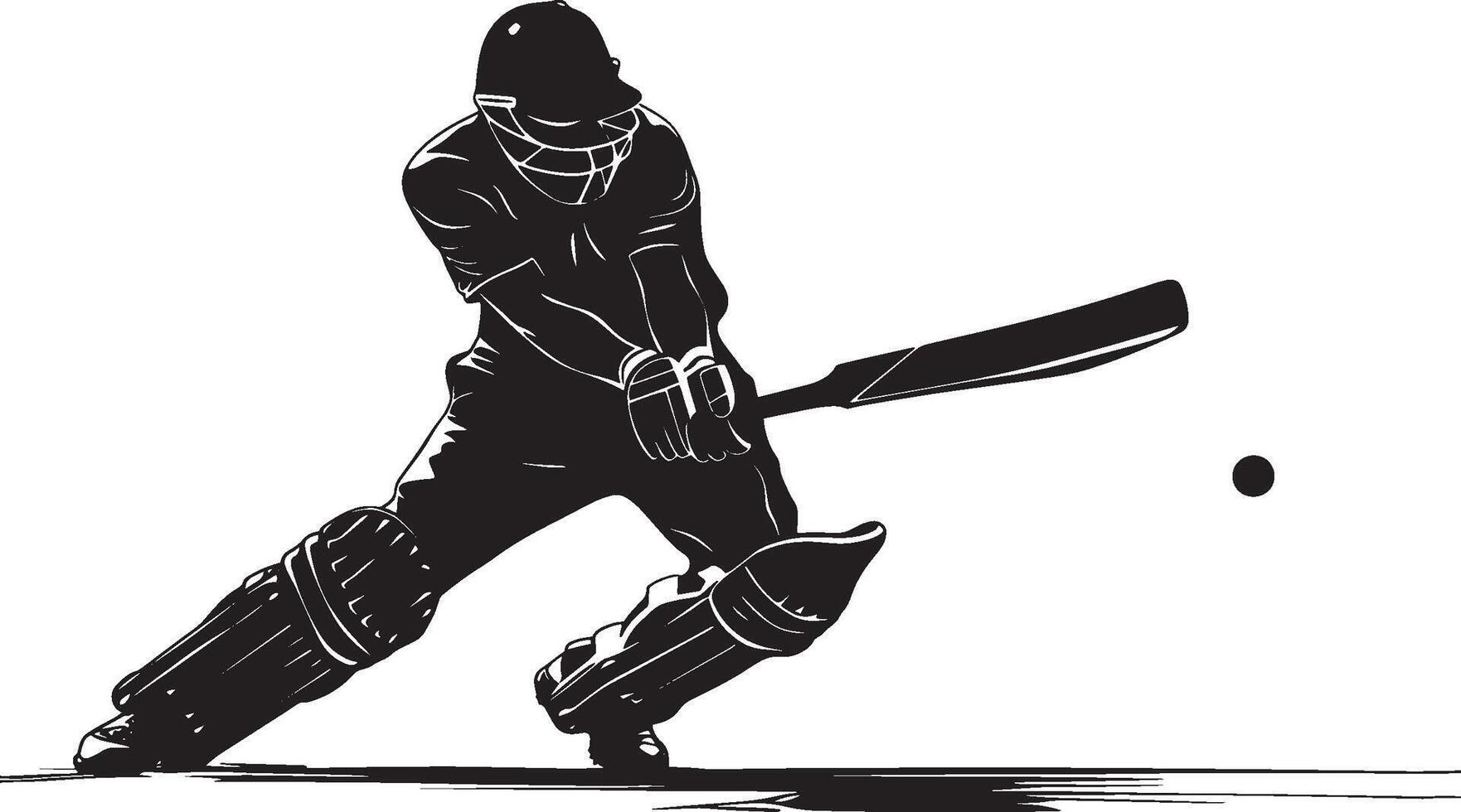 Silhouette of a cricket player striking the ball, capturing the energy, movement, and focus of the sport. vector