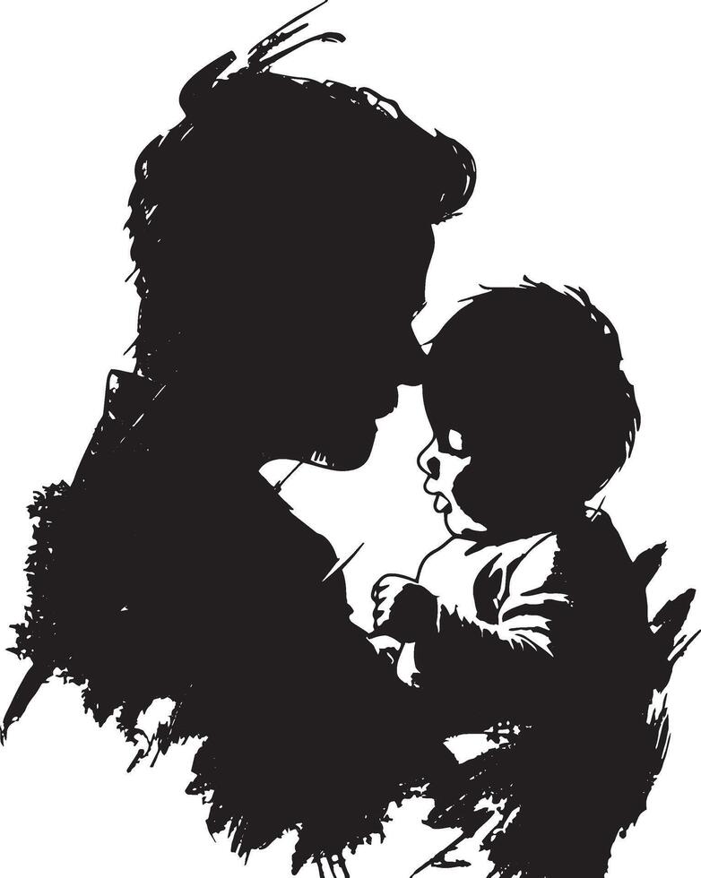 Silhouette of a man and child vector