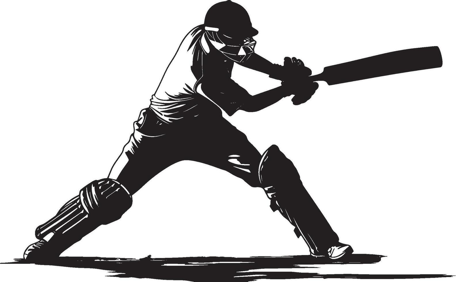 Cricket player silhouette on white background vector