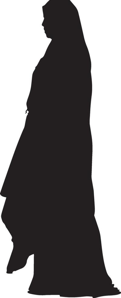 A silhouette of a woman in a cloak vector