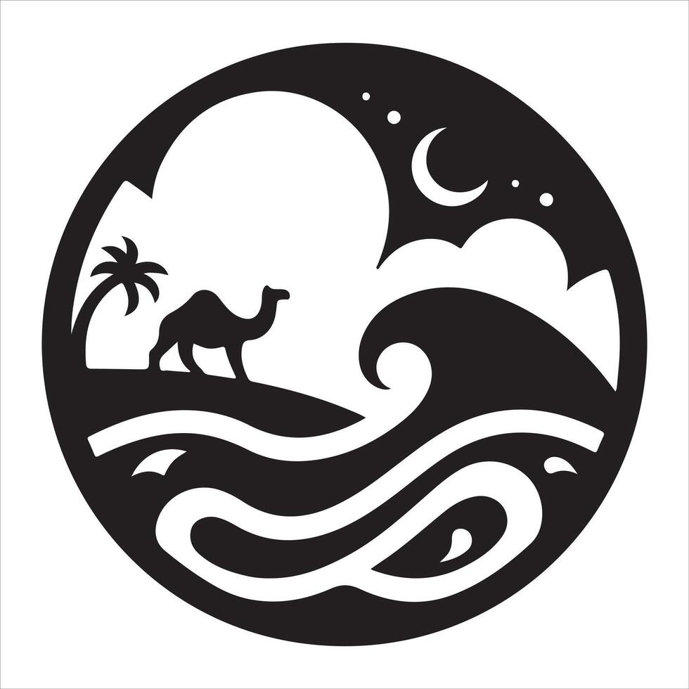 Islamic mosque illustration black silhouette line art icon vector
