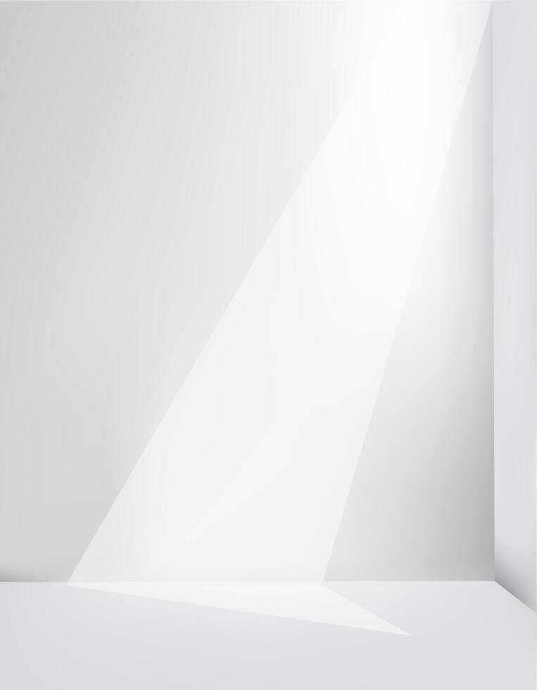White color wall and floor background with lighting effect. Wallpaper design vector
