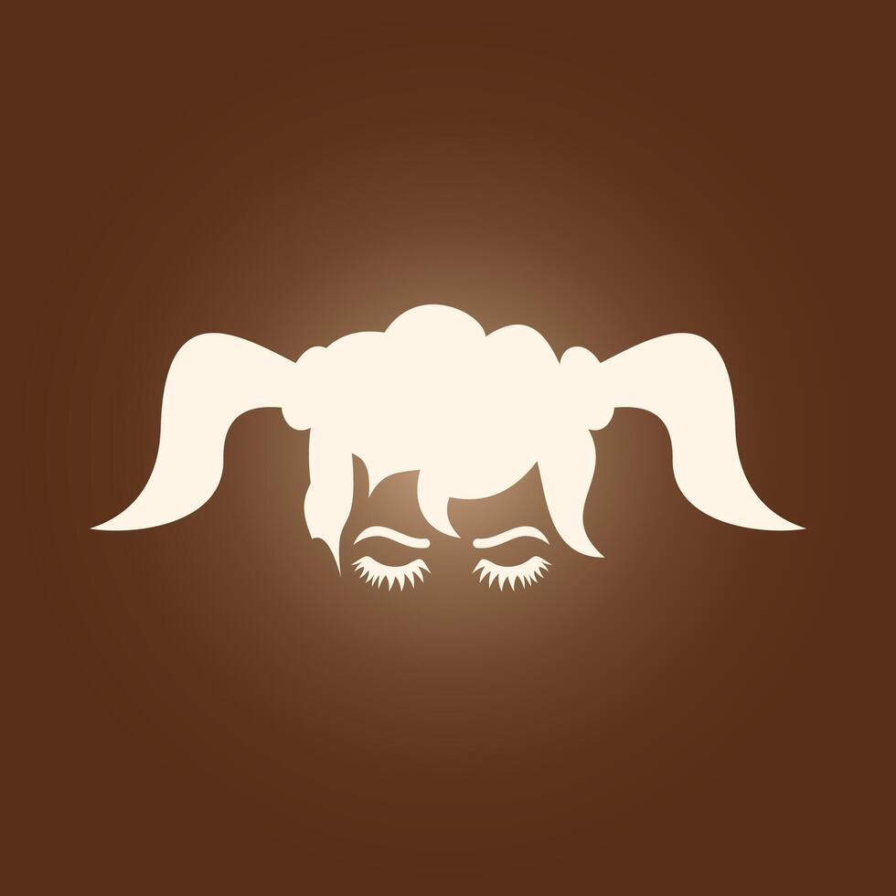 Girl with pigtails trendy artwork stunning abstract illustration colorful applicable design vector