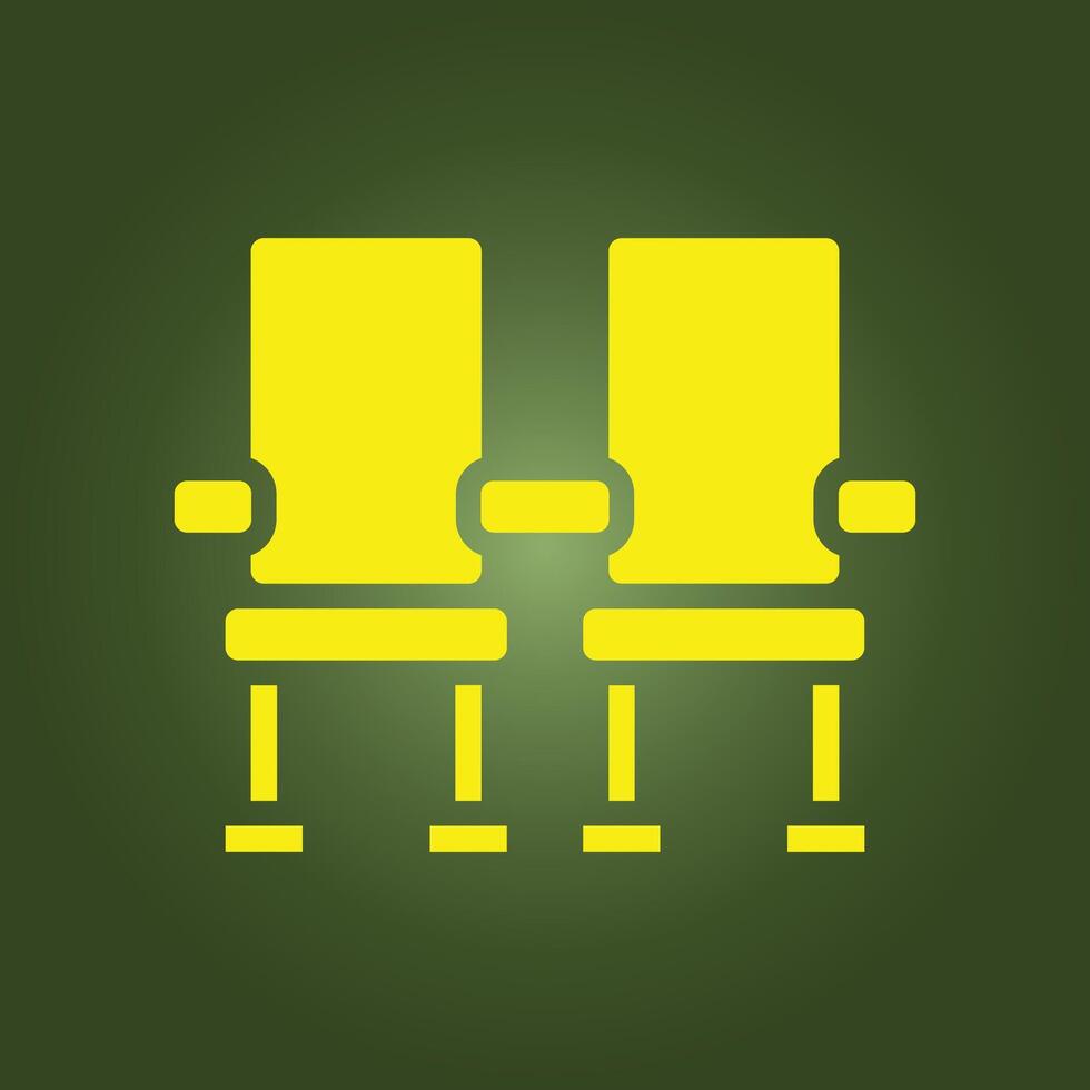 Two yellow chairs on a green background vector