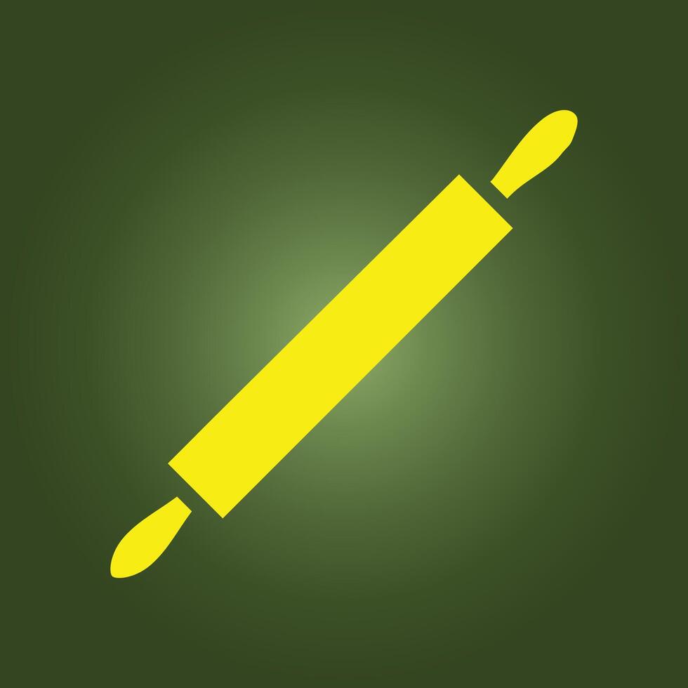 A yellow rolling pin icon on a green background vector
