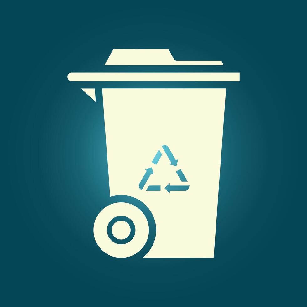 A trash can icon with a recycling symbol vector